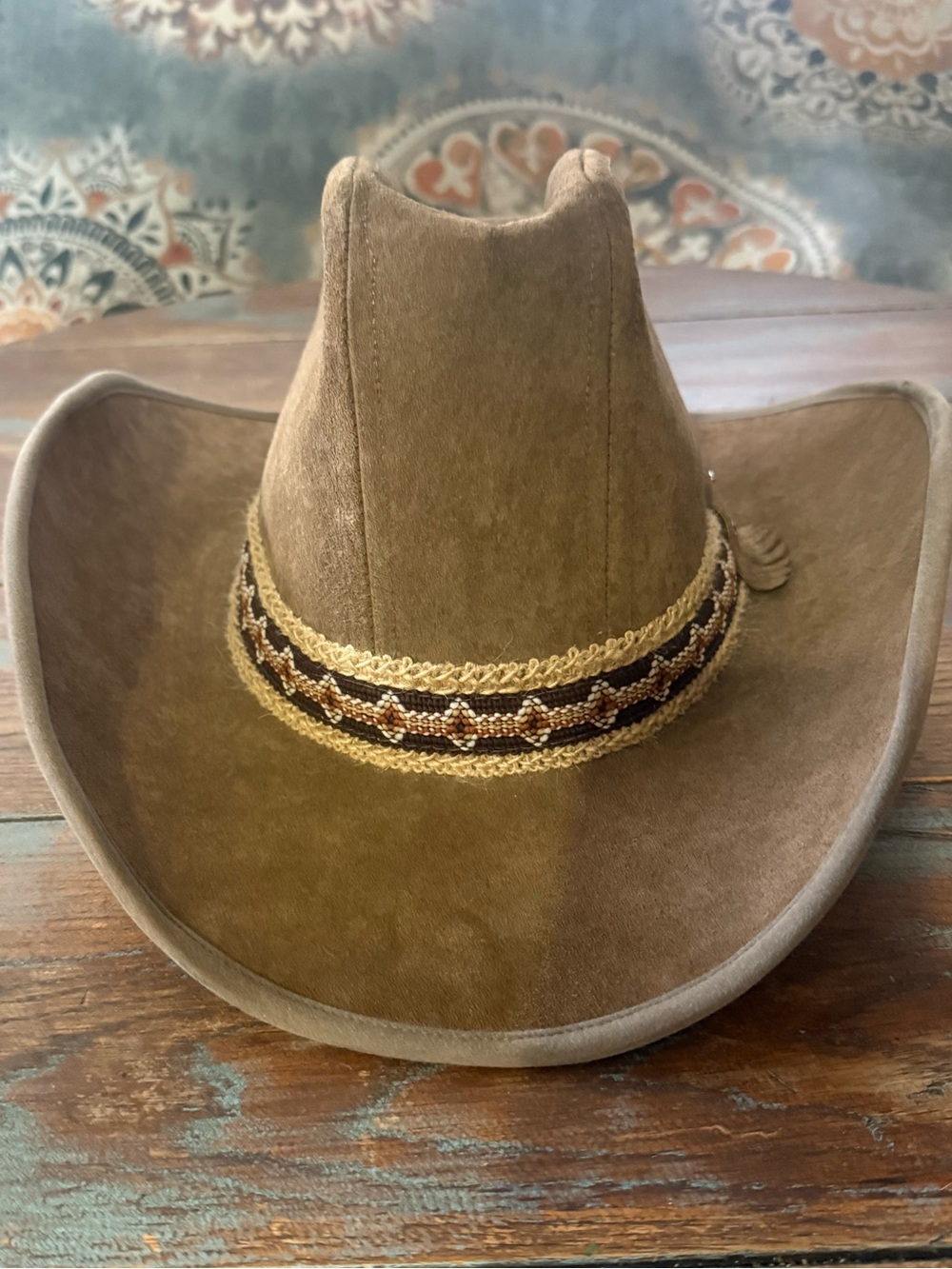 Vintage Stetson Brown Suede Western Cowboy Hat with Braided Trim size 7 1/8